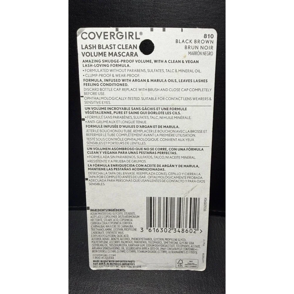 CoverGirl Lash Blast Clean Volume Mascara 810 Brown Black 0.44 fl oz